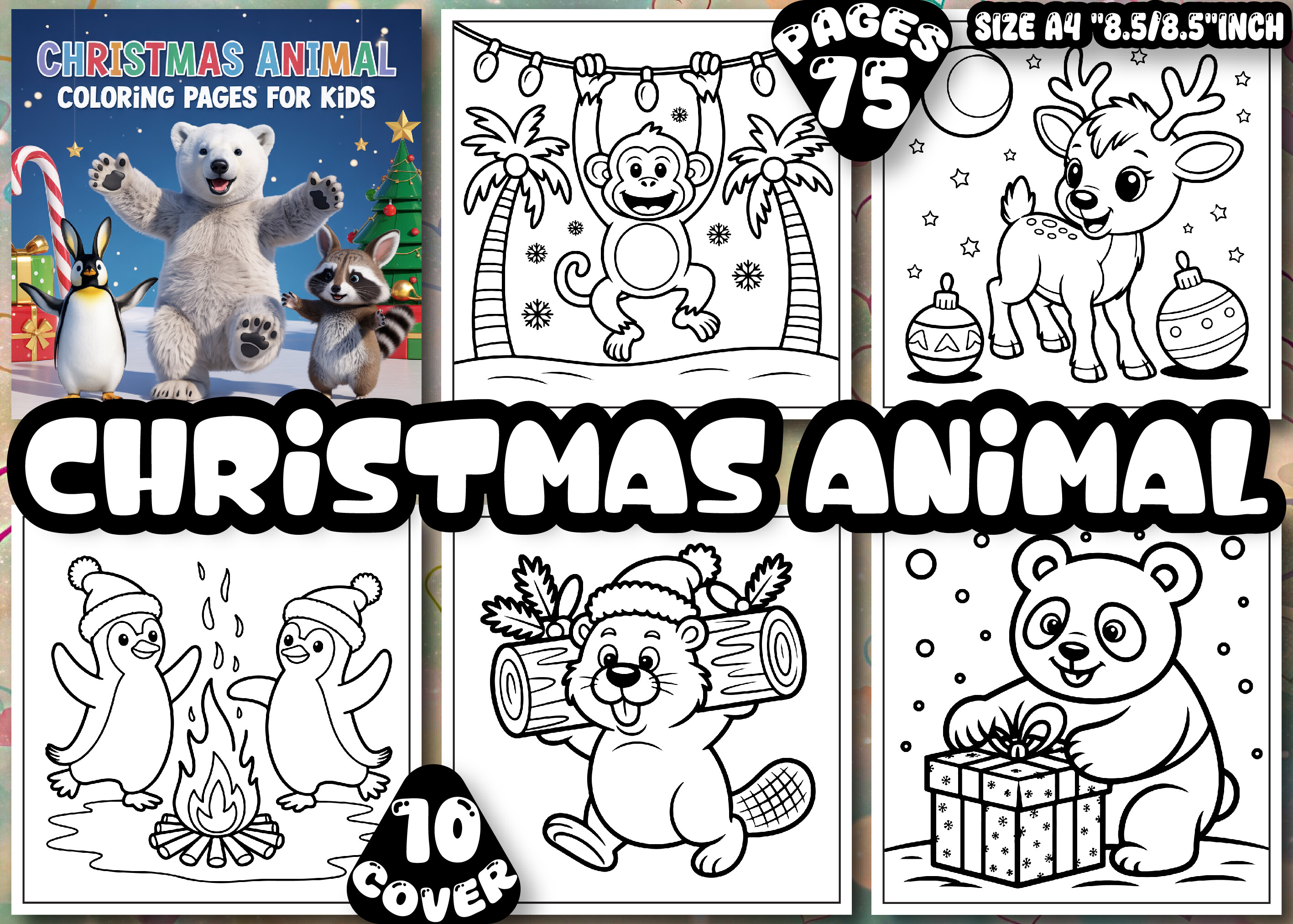 Cute Christmas Animal Coloring Pages