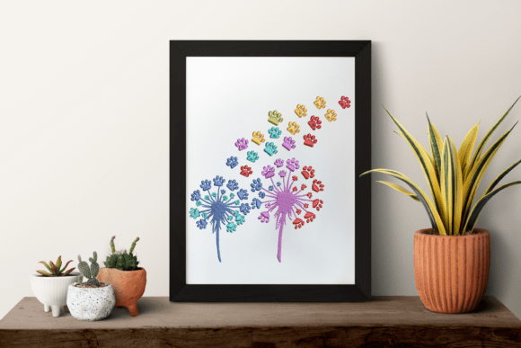 Dandelion flower rainbow dog paw SVG for pet loss memorial keepsakes and tumblers