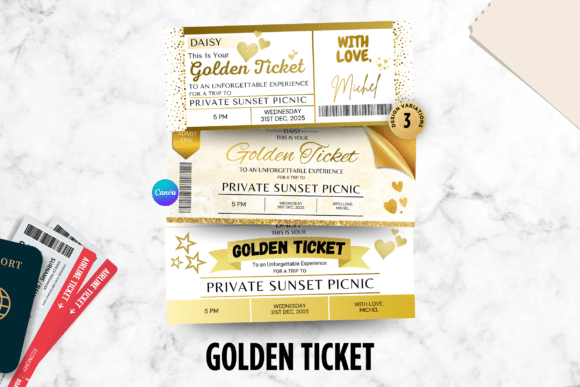 Editable Golden Ticket Canva Template
