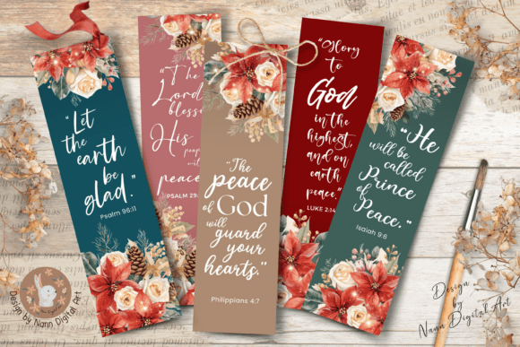 Printable Bookmarks Christmas Cards Set
