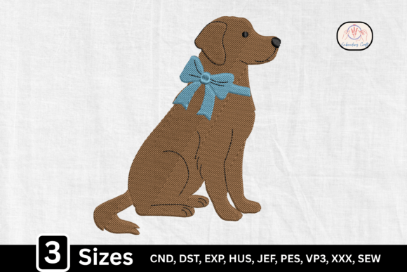 Puppy Art Sitting Dog with Bow
