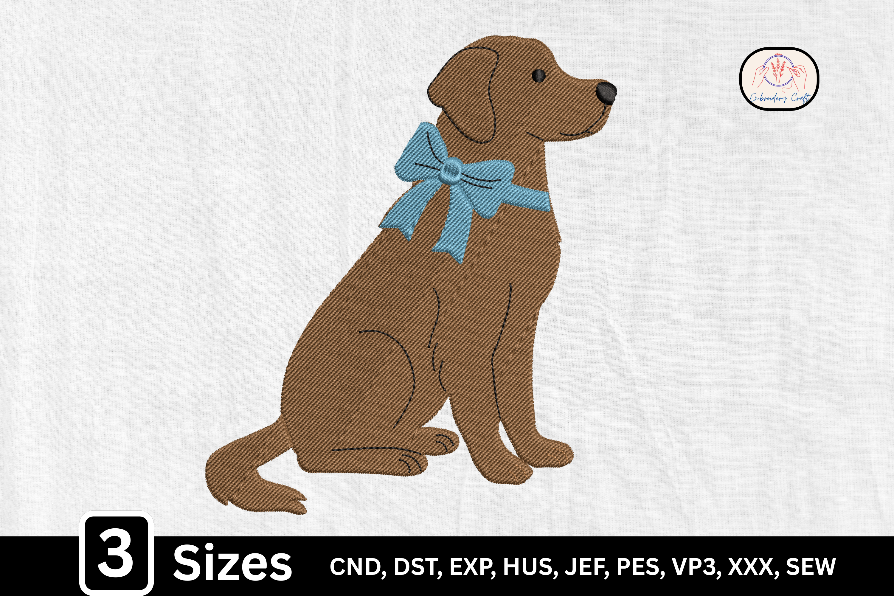 Puppy Art Sitting Dog with Bow