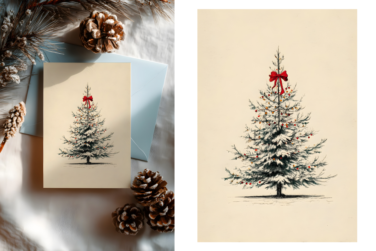 Vintage Christmas Tree Illustration