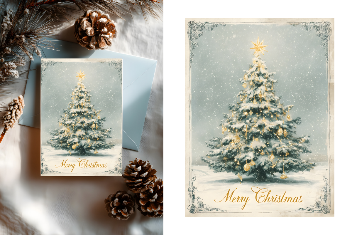 Watercolor Merry Christmas Tree Card