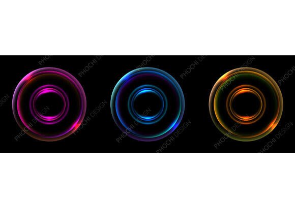 Futuristic Glowing Rings Energy Portals