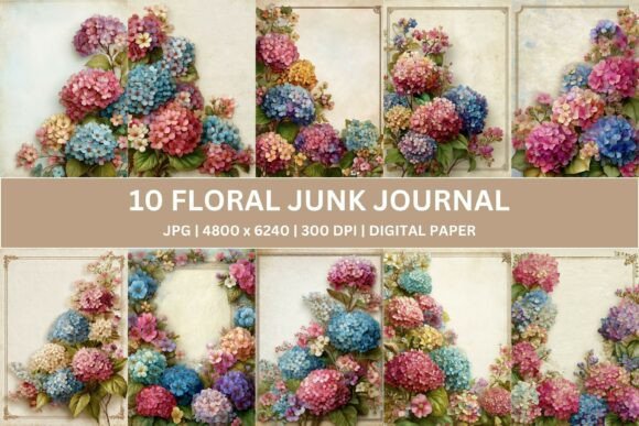 10 Vintage Hydrangea Junk Journal