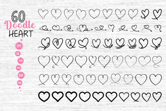 60 Doodle Heart Svg, Sketch Heart Svg