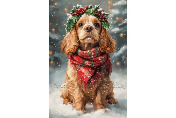 Christmas Cocker Spaniel Holiday Dog Art Graphics