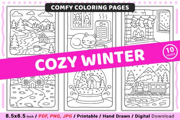 Cozy Winter Comfy Coloring Pages