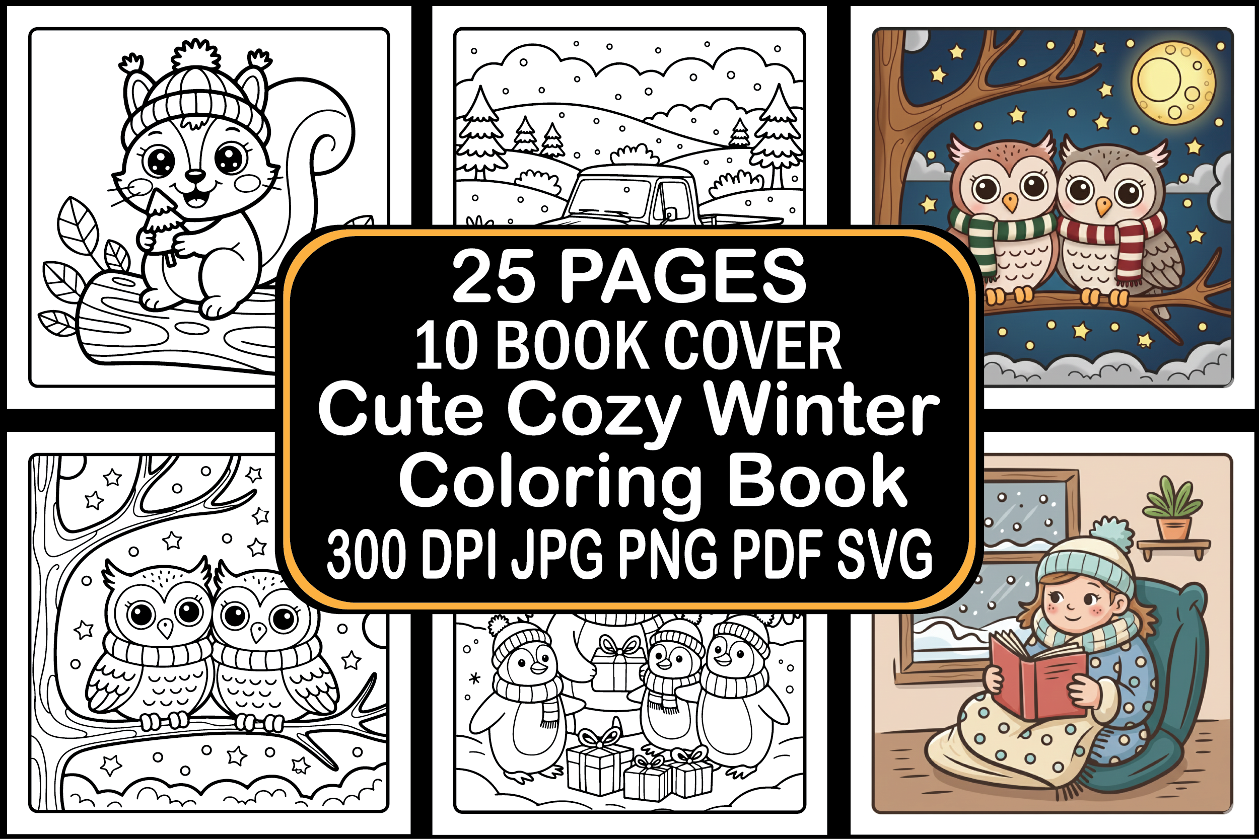 Cute Cozy Winter Coloring Book