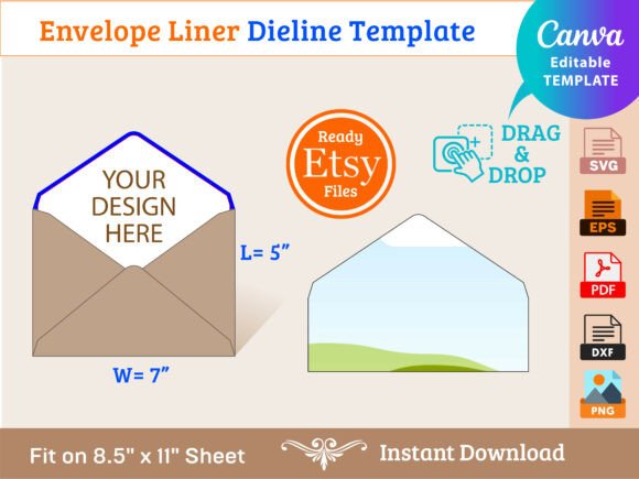 Envelope Liner Dieline Template Illustration Graphiques de la boutique Etsy Par DesignConcept