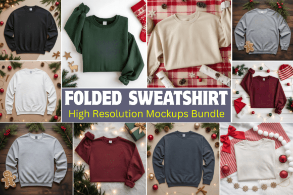 Folded Sweatshirt Mockups Bundle