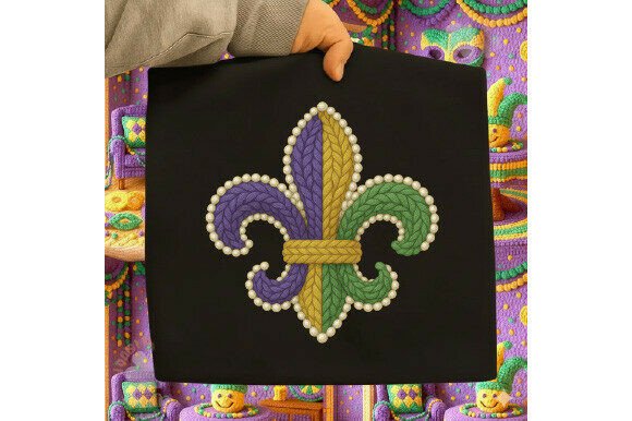 Mardi Gras Crochet Yarn Fleur De Lis PNG