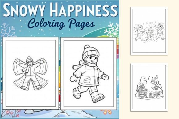 Snowy Happiness Coloring Pages for Kids