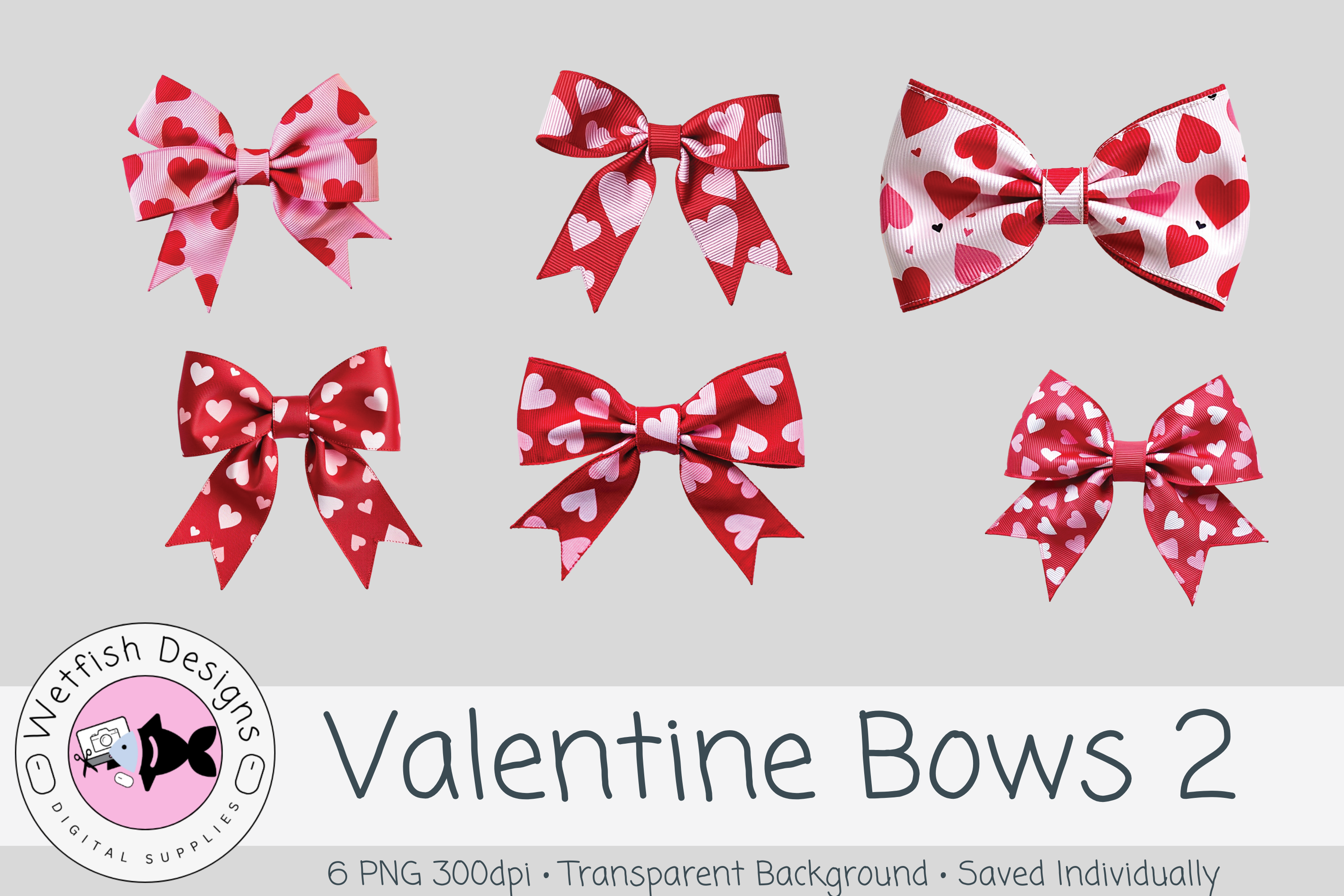 Valentine Bow PNG Clipart Set 2