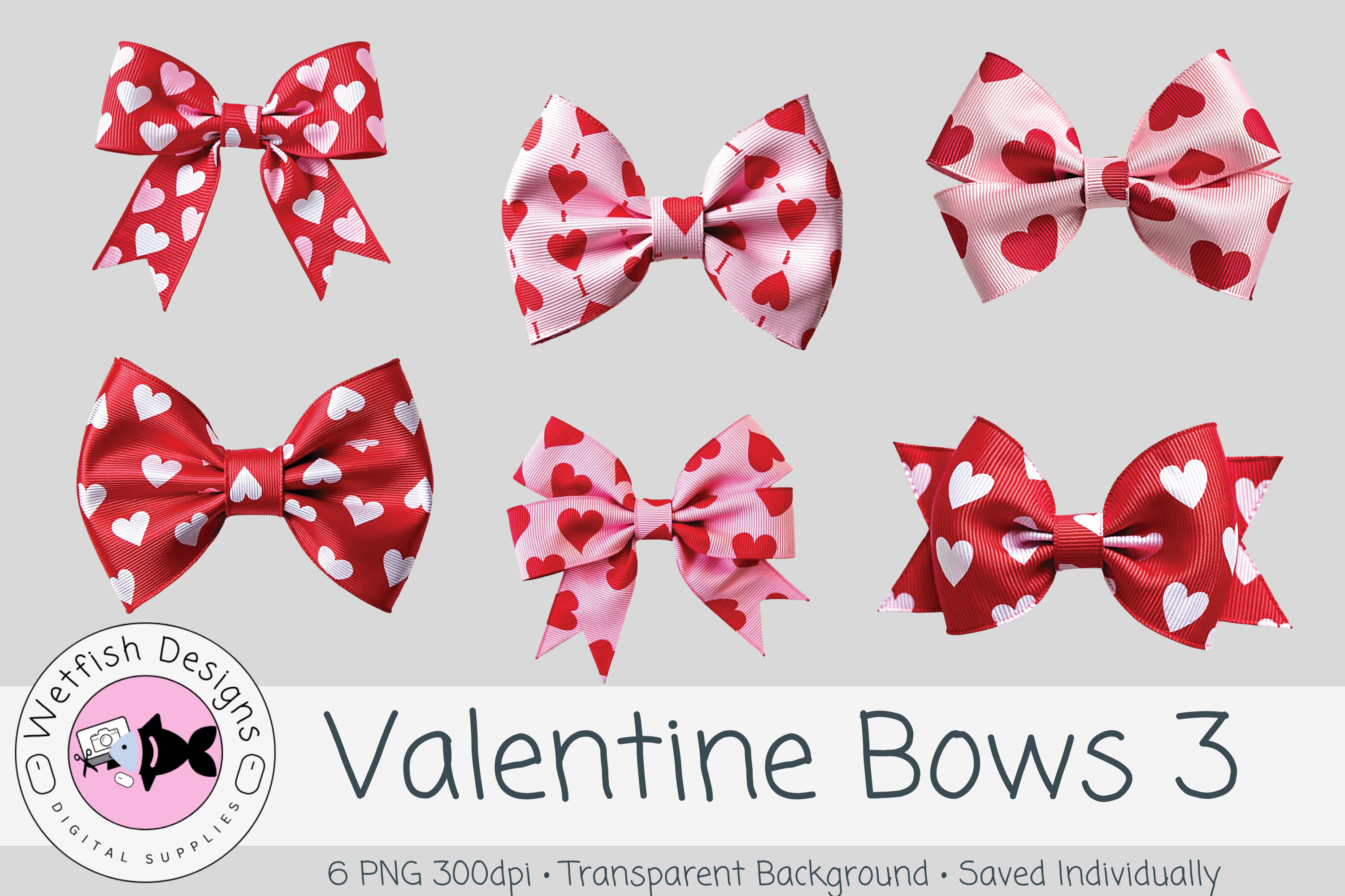 Valentine Bow PNG Clipart Set 3