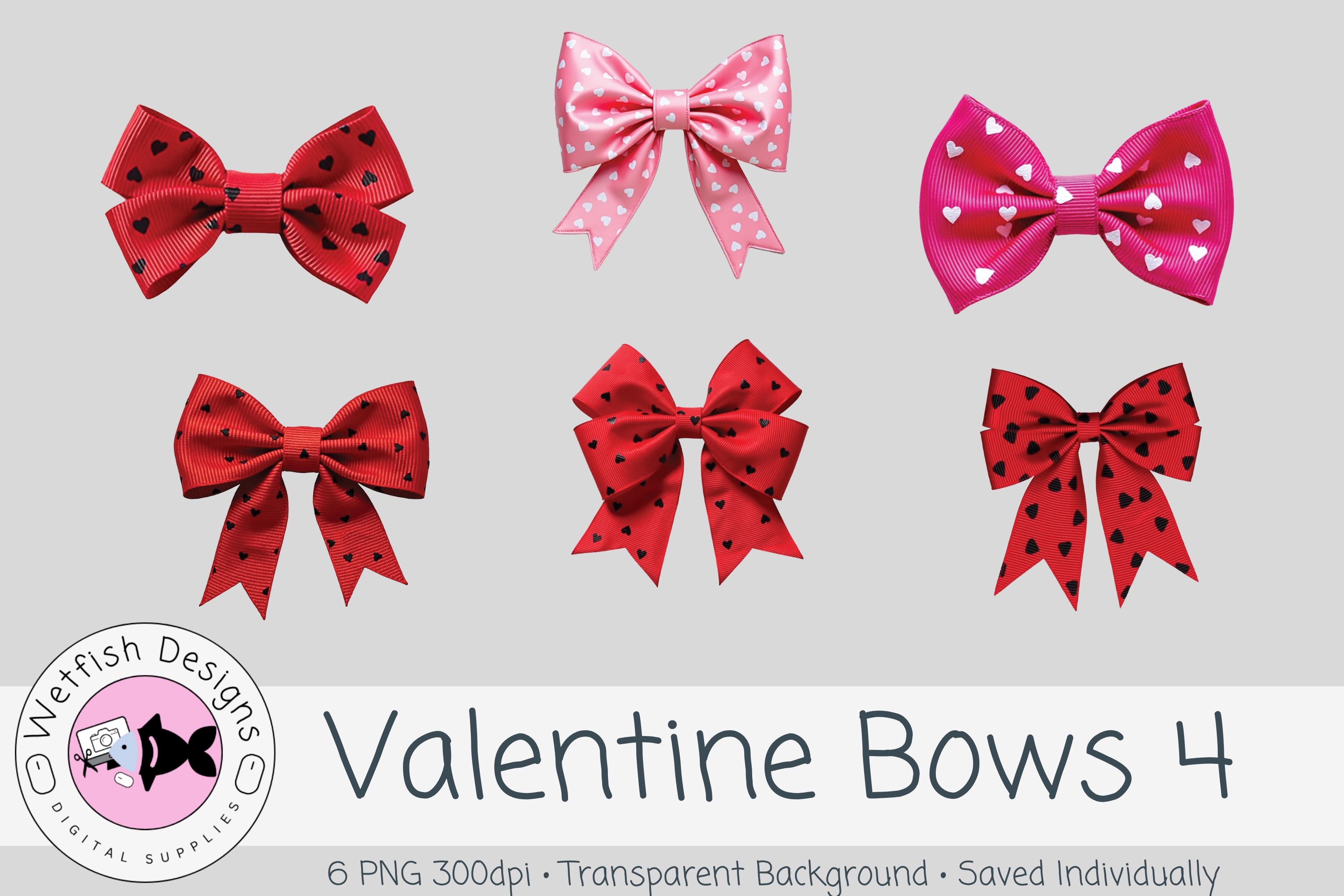 Valentine Bow PNG Clipart Set 4