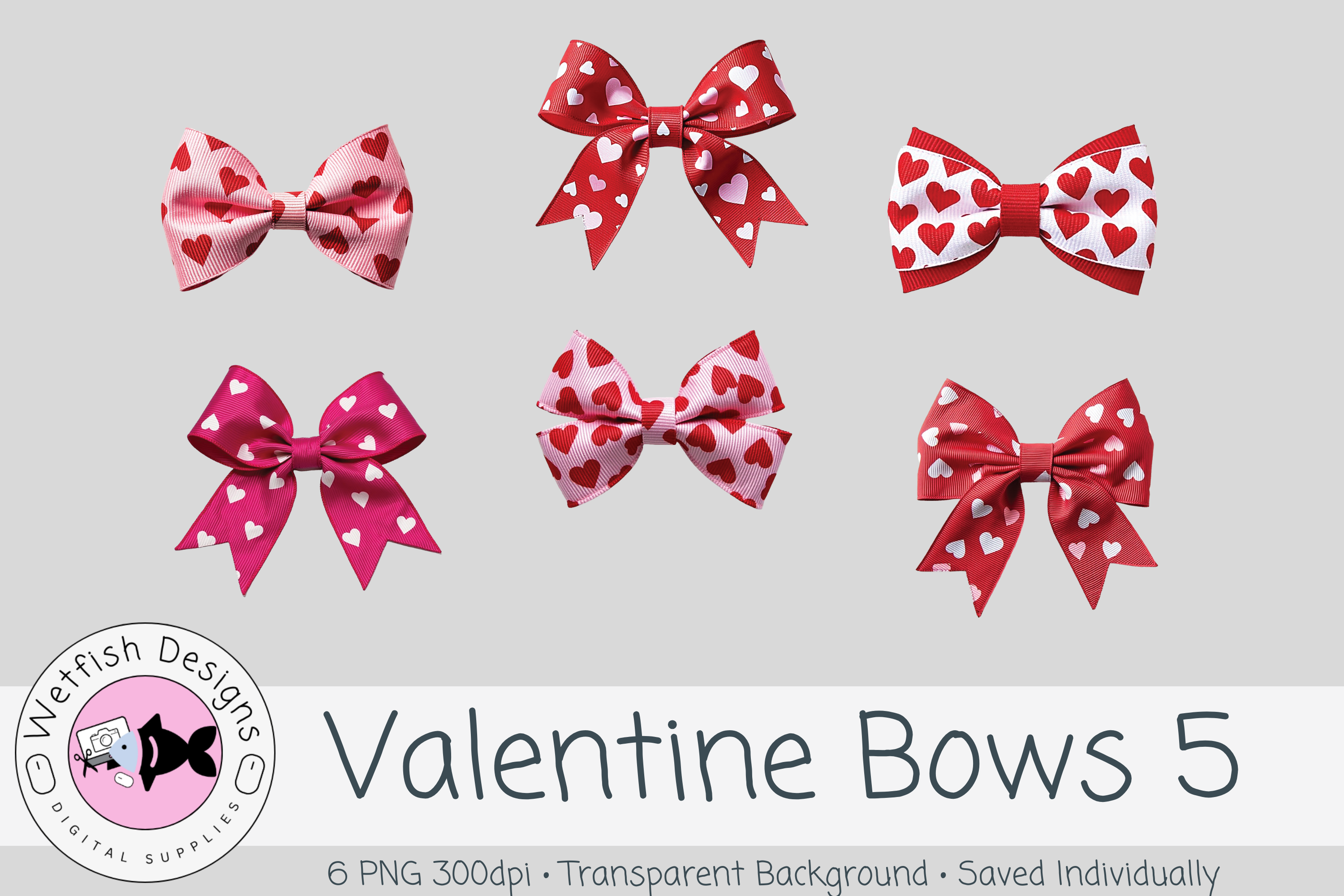 Valentine Bow PNG Clipart Set 5
