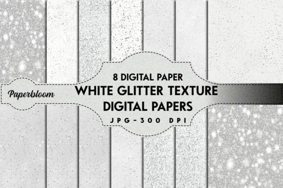 White Glitter Texture Digital Papers