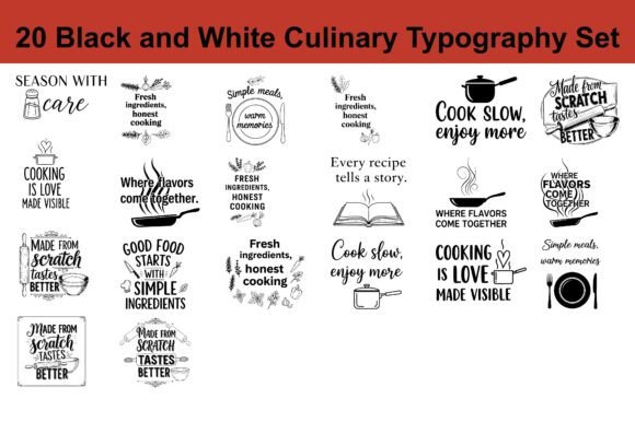 20 Black and White Culinary Typography