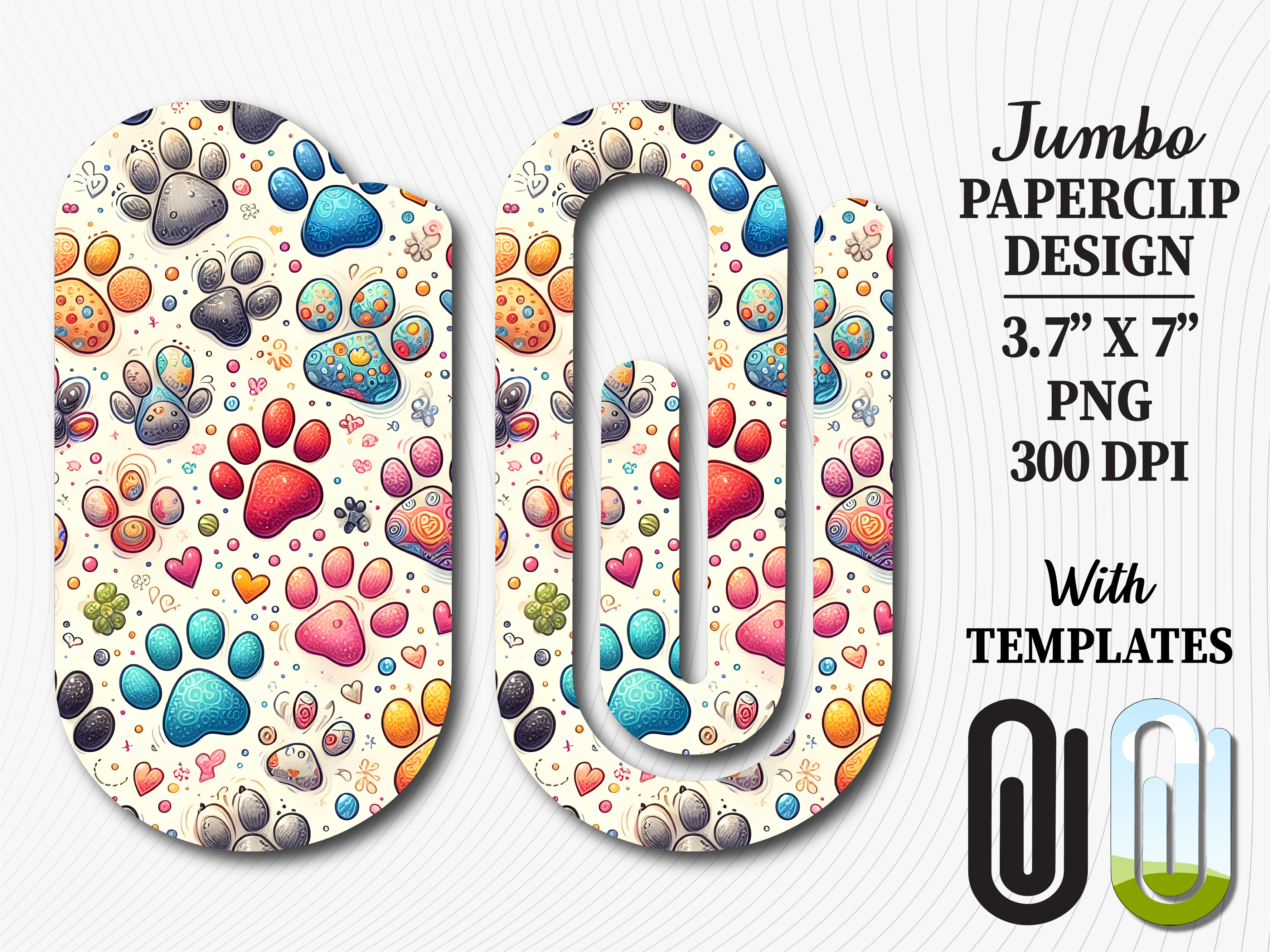 Animal Paw Print Jumbo Paperclip Design