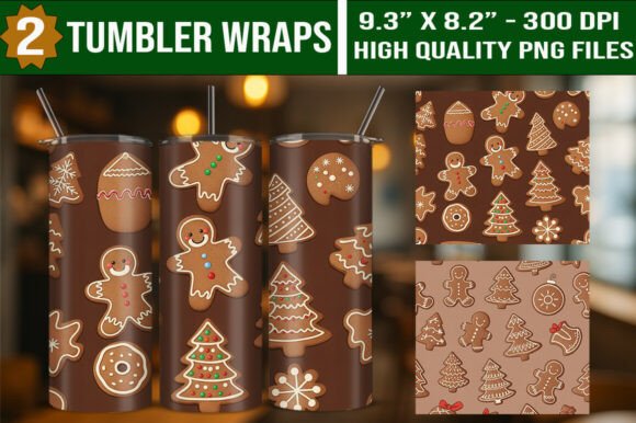 Christmas Gingerbread Tumbler Wraps Set