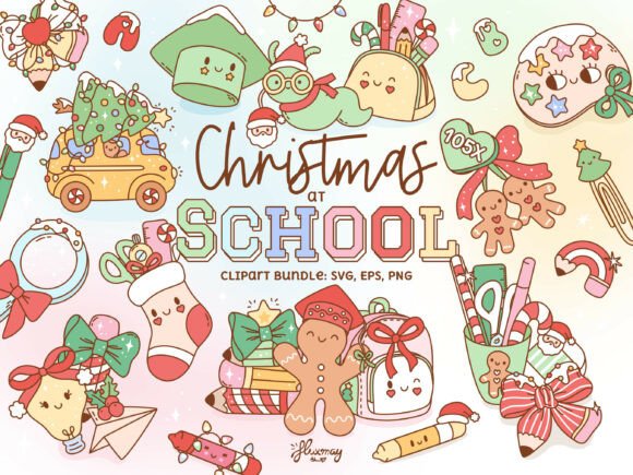Christmas School Teachers Clipart Bundle