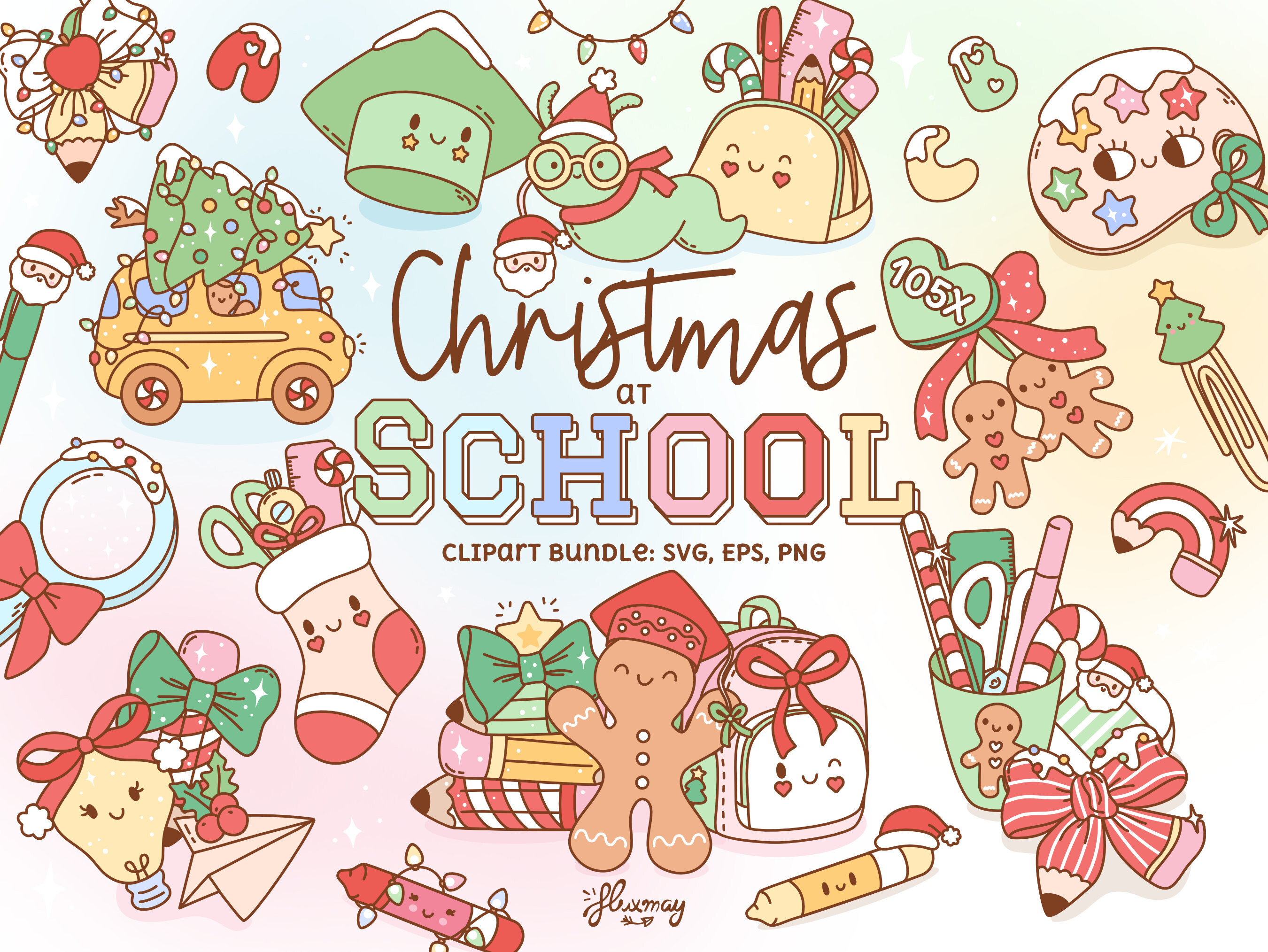 Christmas School Teachers Clipart Bundle