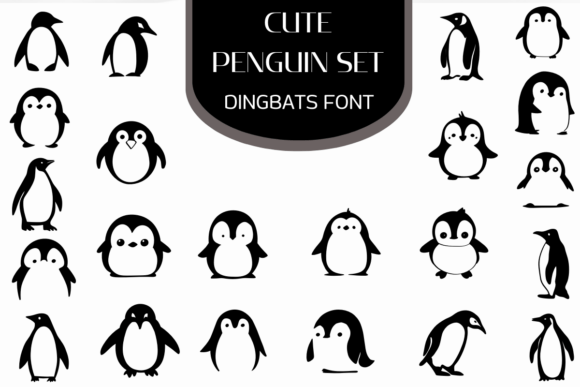 Preview of Cute Penguin Set dingbat font