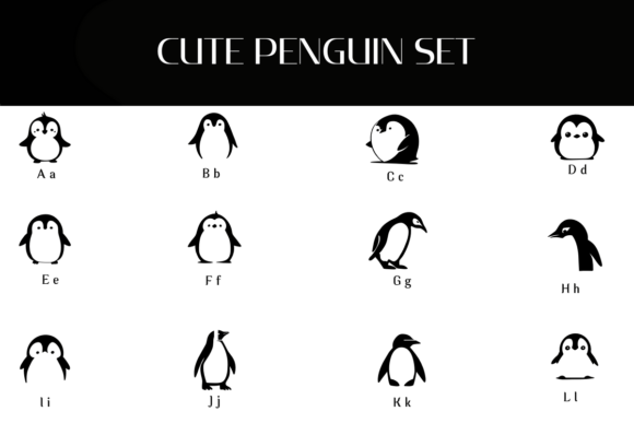 Cute Penguin Set Font - Preview 1