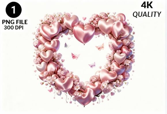 Pink Heart Cherry Blossom PNG Clipart