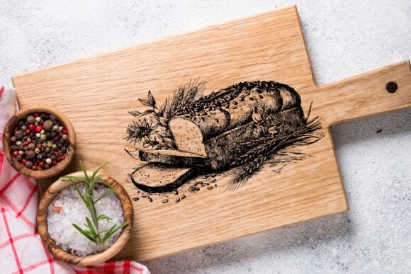 Vintage Bread Engraving SVG Art