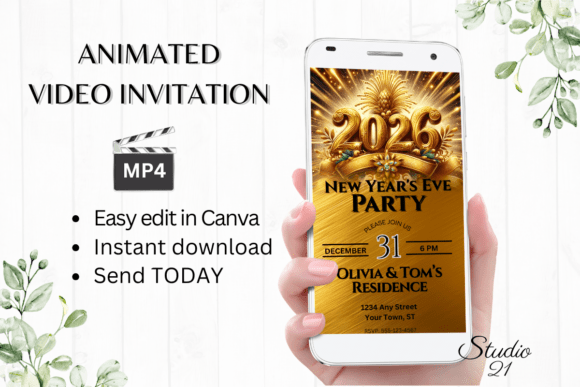 Animated New Year's Eve Party Invite
