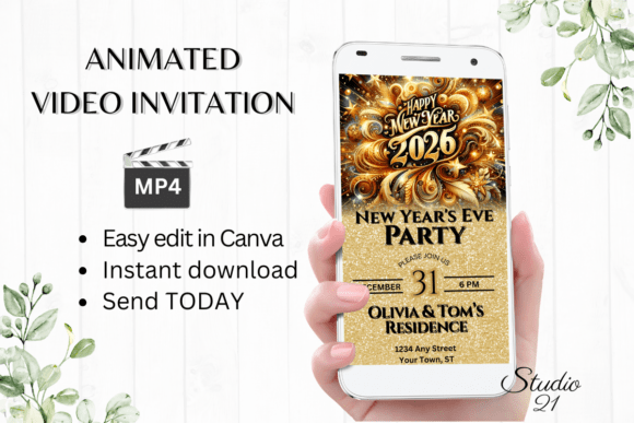 Animated New Year's Eve Party Invite