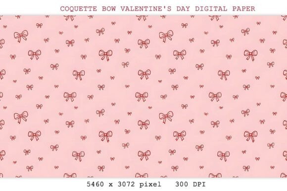 Coquette Bow Valentine Digital Paper PNG Bundle Bundle · Creative Fabrica