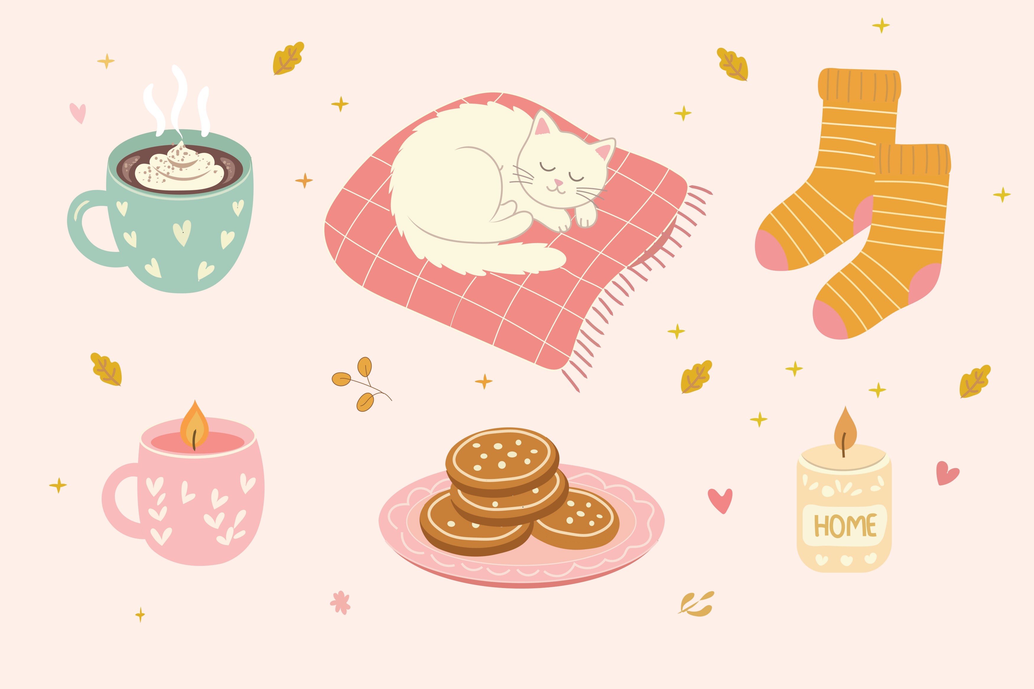 Cozy Winter Hygge Food and Drink Clipart