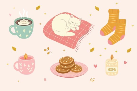 Cozy Winter Hygge Food And Drink Clipart Graphics