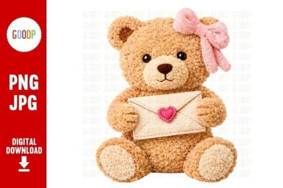 Crochet Teddy with Love Letter PNG