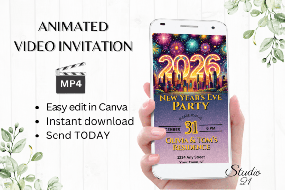 Digital New Year's Eve Party Invite