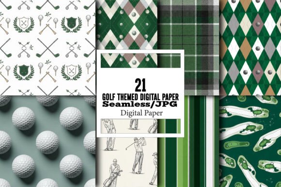 Golf Themed Digital Paper Bundle Graphic by Vintage · Creative Fabrica