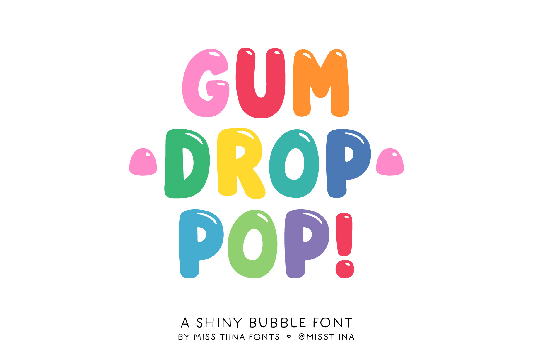 Gum Drop Pop preview, candy-like bubble font for sweet party themes