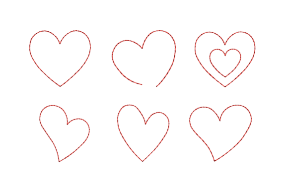 Heart Outline Redwork Bundle