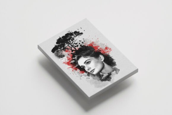 Modern Artistic Ink Splash Portraits watercolor pet portrait bundle