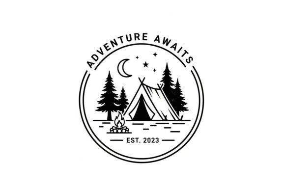 Mountain Forest Camper Van Vector Set-10