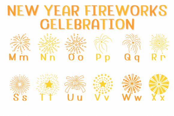 New Year Fireworks Celebration Font PNG with transparent background - Preview 2