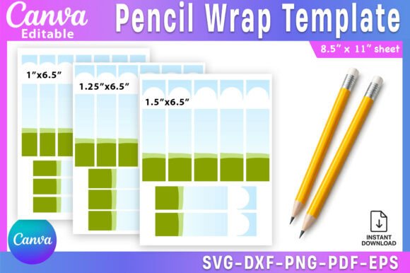 Pencil Label Template, Editable Canva