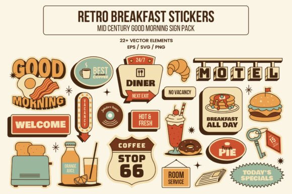 Retro Breakfast Stickers