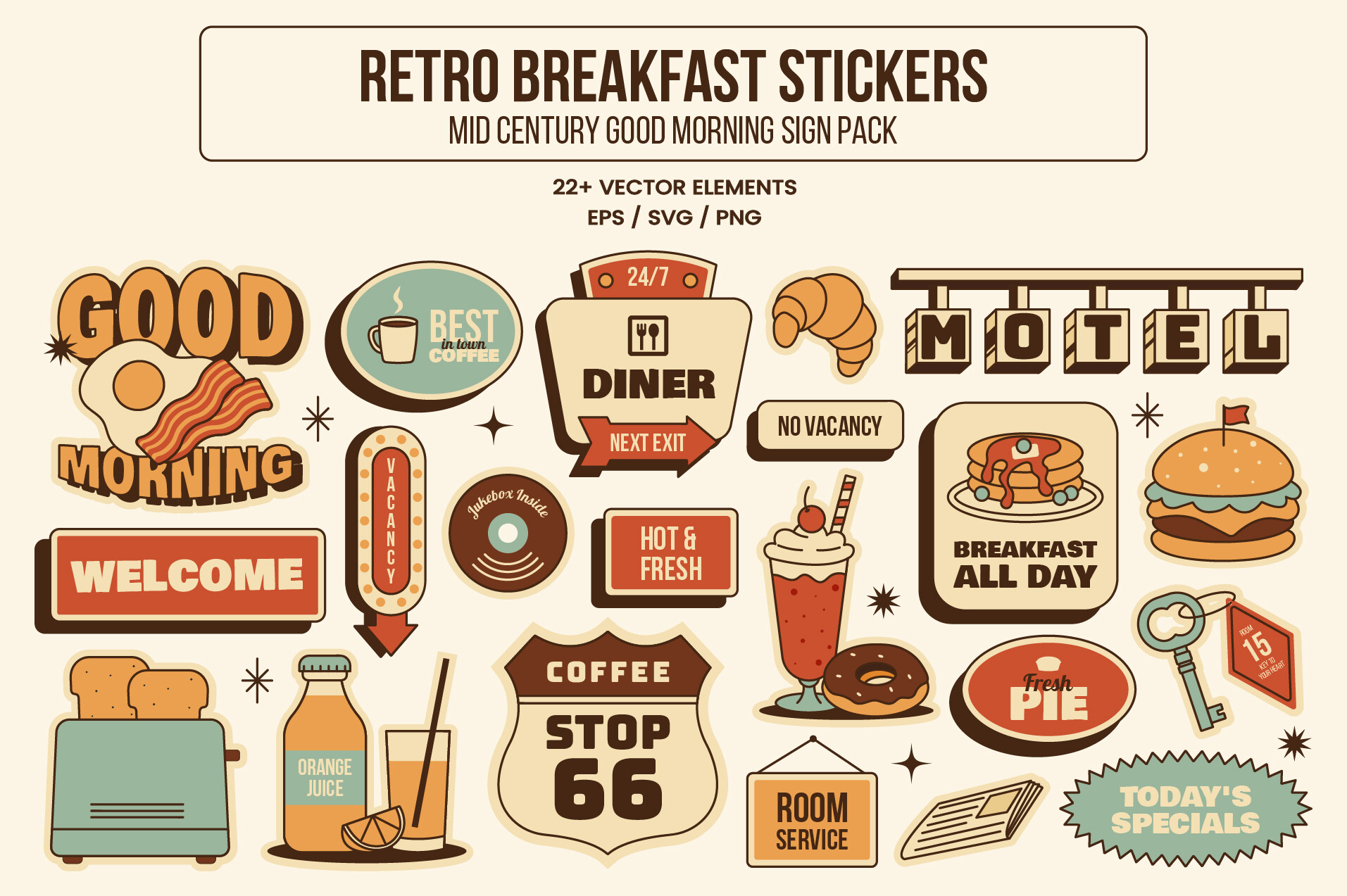 Retro Breakfast Stickers