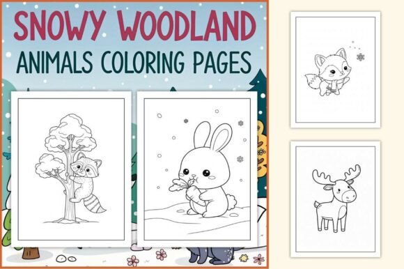 Snowy Woodland Animals Coloring Pages
