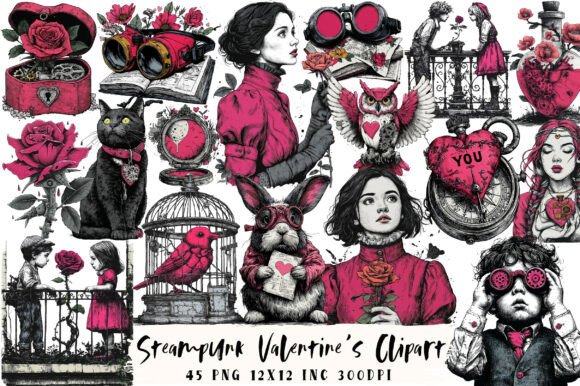 Steampunk Valentine's Clipart